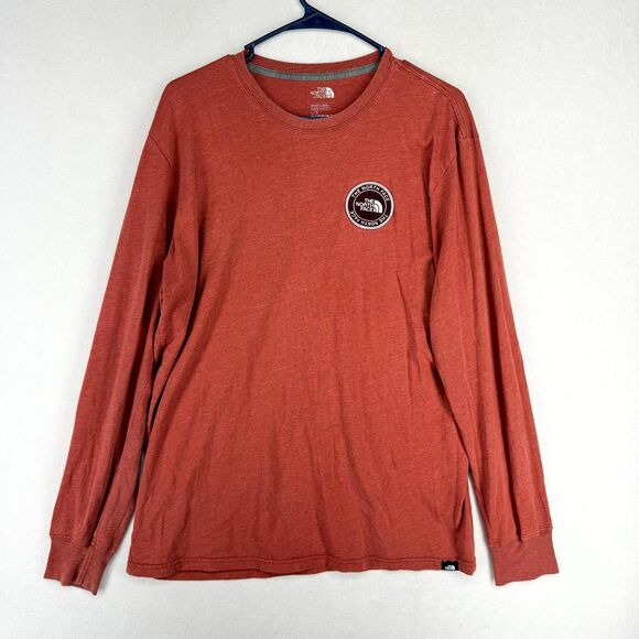 The North Face Red Embroidered Logo Long Sleeved‎ Tee Mens Size L - Picture 1 of 10